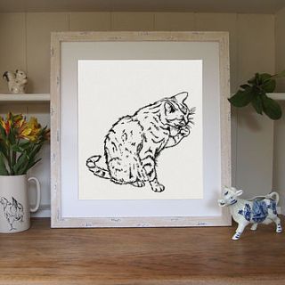 washing cat screen print by dawn critchley designs