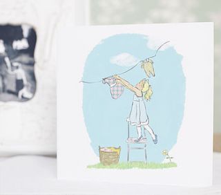 greeting card 'washing line' by olivia sticks with layla