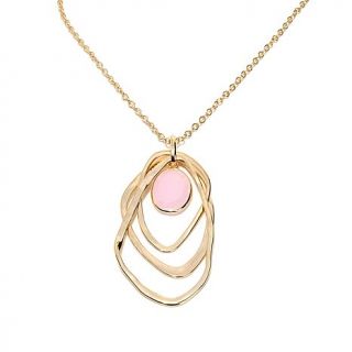 Bellezza Pink Stone Oval Pendant with 36" Chain
