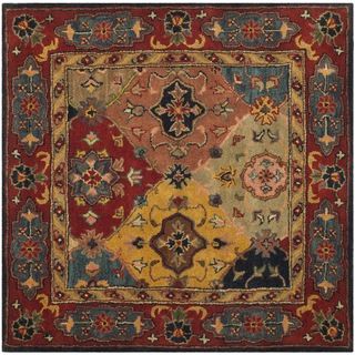 Handmade Heritage Majesty Red Wool Rug (6' Square) Safavieh Round/Oval/Square