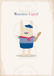 'monsieur lapin' art print for children by the little brown rabbit