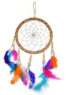multicoloured beaded dream catcher by hannah makes things