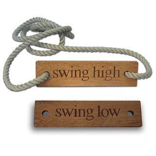 personalised wooden rope swing by the shepherd's hut