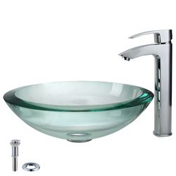 Kraus Bathroom Combo Set Clear Glass Sink With Faucet
