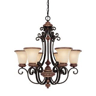 Capital Lighting 3866IU 252R Chandelier with Mist Scavo Glass Shades, Iron and Umber Finish    
