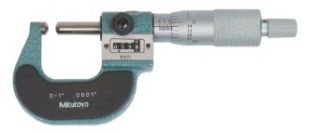 Mitutoyo 295 253, 0   1" X .0001" Spherical Anvil and Spindle, Digit Outside Micrometer, Ratchet Micrometer Heads