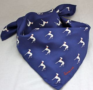 dog print silk scarf   blue by somerville scarves