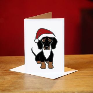 dachshund christmas card in black by weloveleon