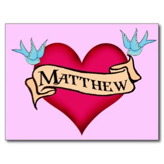 Matthew   Custom Heart Tattoo Gifts Post Card