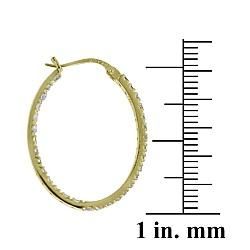 Icz Stonez 18k Gold over Sterling Silver Cubic Zirconia Oval Hoop Earrings ICZ Stonez Cubic Zirconia Earrings