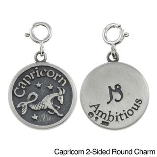 Sterling Silver Zodiac Double sided Round Charm Silver Charms