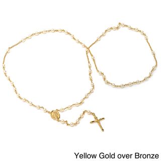 Sterling Essentials 14k Gold Overlaid Rosary Necklace Pearl Elements Sterling Essentials Religious Necklaces