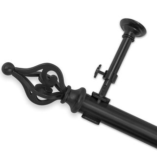 Optima Crown Black Adjustable Curtain Rods With Finials Curtain Hardware