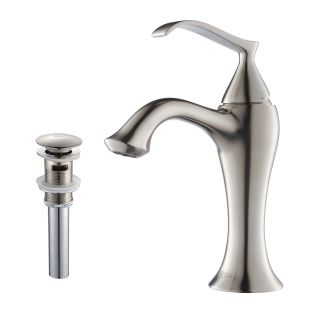 Kraus Ventus Single Lever Bas inch Faucet/ Pop Up Drain Brushed Nickel