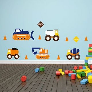 construction trucks wall stickers by mirrorin