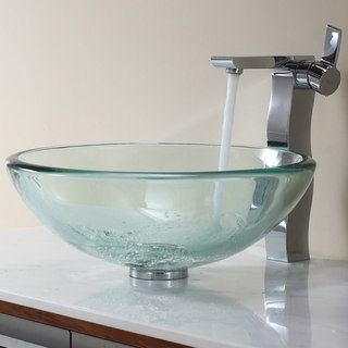 Kraus Bathroom Combo Set Clear 19mm Thick Glass Vessel Sink/faucet
