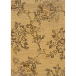 Gold And Grey Floral Transitional Area Rug (78 X 1010)