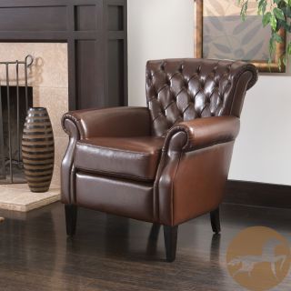 Christopher Knight Home Franklin Brown Tufted Bonded Leather Club Chair