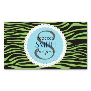Animal Print Fur Skin Zebra Black Green Blue Business Card