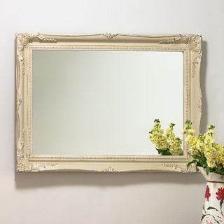 hand painted white and cream ornate mirror by hand crafted mirrors