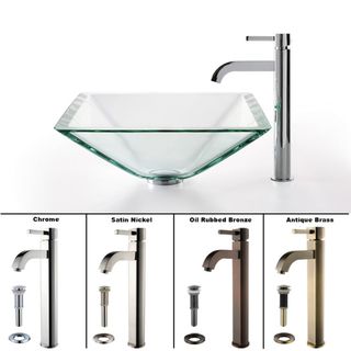 Kraus Clear Glass Aquamarine Sink And Ramus Faucet