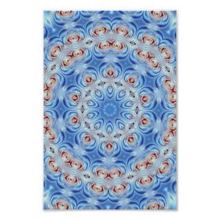 red,white and blue flowers gone crazy print