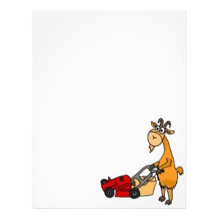 Funny Billy Goat Pushing Lawn Mower Cartoon Letterhead Template