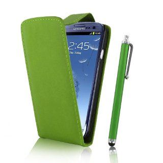 KOLAY Samsung Galaxy S3 Hlle in Grn   Samsung Galaxy S3 Leder Case Etui Schutzhlle + Eingabestift Elektronik