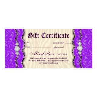 Fashion Gift Certificate Leopard Lace Purple Cream Custom Rack Cards