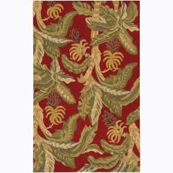 Contemporary Hand tufted Mandara Red Wool Rug (5 X 76)