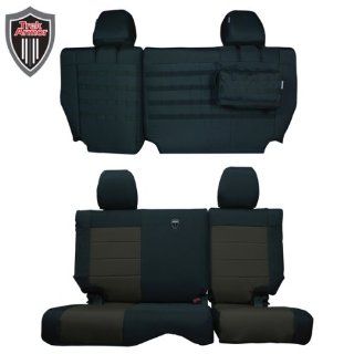 Trek Armor Jeep Seat Covers, Black on Grey Rear Bench Seat Covers for 2011 to 2012 Jeep Wrangler Jk. Pair Automotive