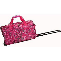 Rockland Deluxe Pink Bandana 22 inch Carry On Rolling Upright Duffel Bag