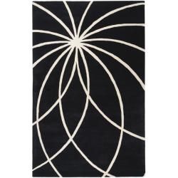 Hand tufted Contemporary Black/white Mayflower Wool Abstract Rug (10 X 14)