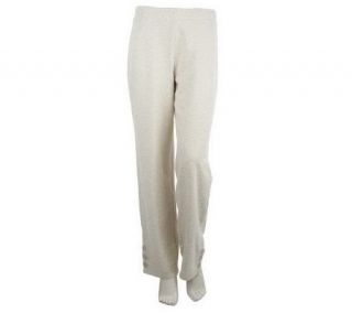 Susan Graver Brushed French Terry Pull on Reg Pants with Button Cuff —
