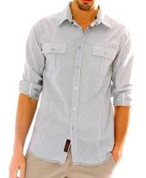 191 Unlimited Mens Button front Stripe Shirt