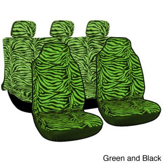 Oxgord Velour Zebra / Tiger Integrated Seat Covers 7 piece Set Striped Safari For High Back Bucket Seats