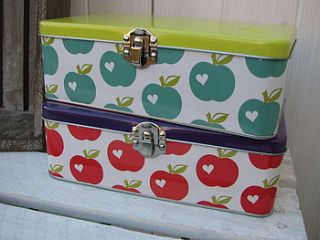 set of two retro sweet apple storage tins by gertie & mabel