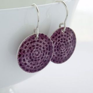 enamel and silver disc earrings by anna clark studio