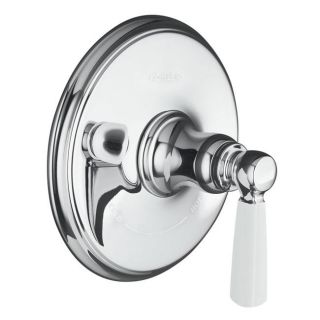 Kohler K t10593 4p cp Polished Chrome Bancroft Thermostatic Trim With White Ceramic Lever Handle, Valve Not Included