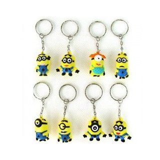 3cm Despicable Me 2 Minions Figure Keychain Cartoon Model Key Ring   Set of 8 