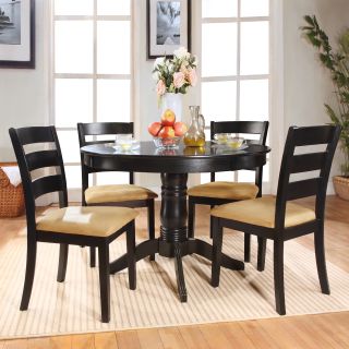 Wilma Black Ladder Back Round Pedestal 5 piece Dining Set