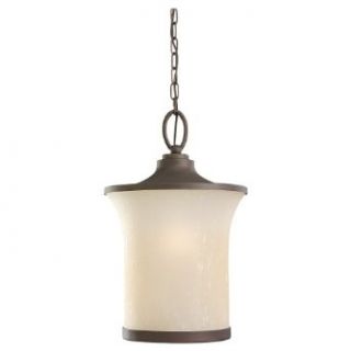 Sea Gull Lighting 60122BLE820 Del Prato One Light Outdoor Pendant, Chestnut Bronze Finish with Seeded Acid Etch/Cafe Tint Glass   Pendant Porch Lights  