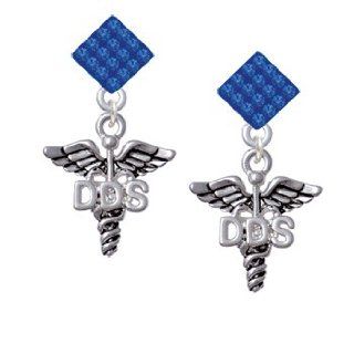 Caduceus   DDS Blue Sapphire Crystal Diamond Shaped Lulu Post Earrings [Jewelry] Jewelry