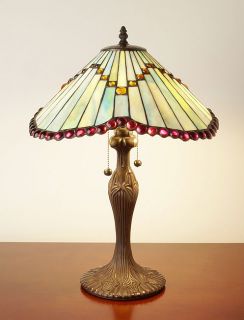 Tiffany style Bronze/ Glass Mission Table Lamp