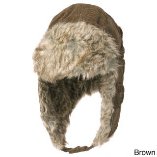Boston Traveler Mens Corduroy Faux Fur Trapper Hat
