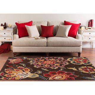 Meticulously Woven Contemporary Brown Floral Flitwick Rug (710 X 10)