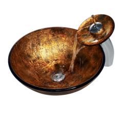 Vigo Copper Shapes Scratch resistant Vessel Sink And Waterfall Faucet