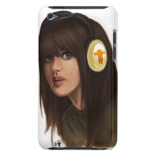 Girl with Headphones Portrait Digital Art iPod Case Mate Cases