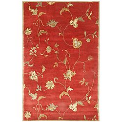 Hand tufted Diana Red Floral Wool Rug (96 X 136)