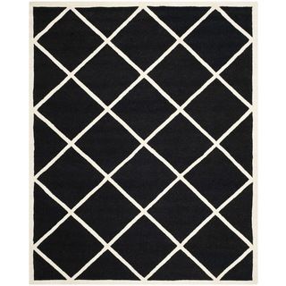 Geometric Safavieh Handmade Cambridge Moroccan Black And Ivory Wool Rug (8 X 10)